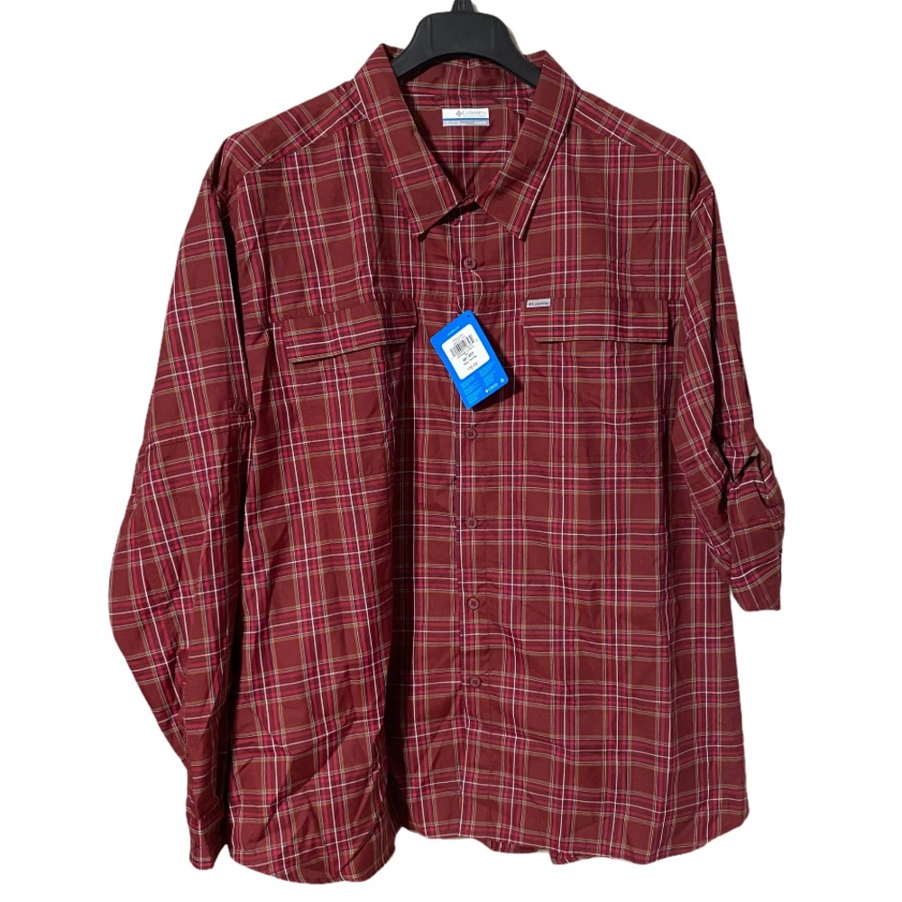 Columbia Long Sleeve Shirt Red Omni-Shade 4XL